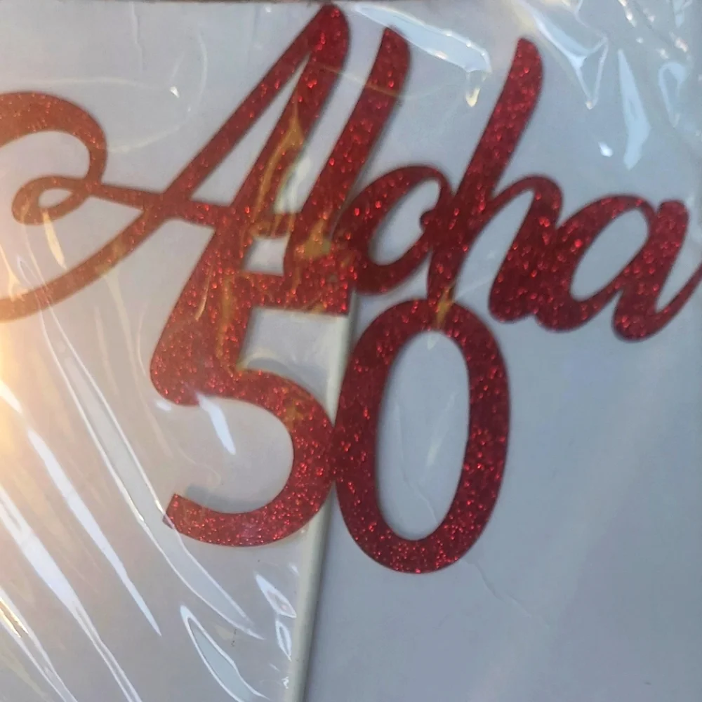 Aloha 50! Red Glitter Cake Topper New